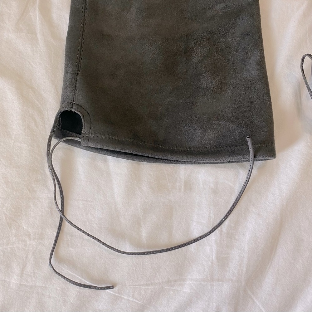 Charlotte Russe Charcoal Gray Suede Amaya Heeled Boot - Picture 7 of 12